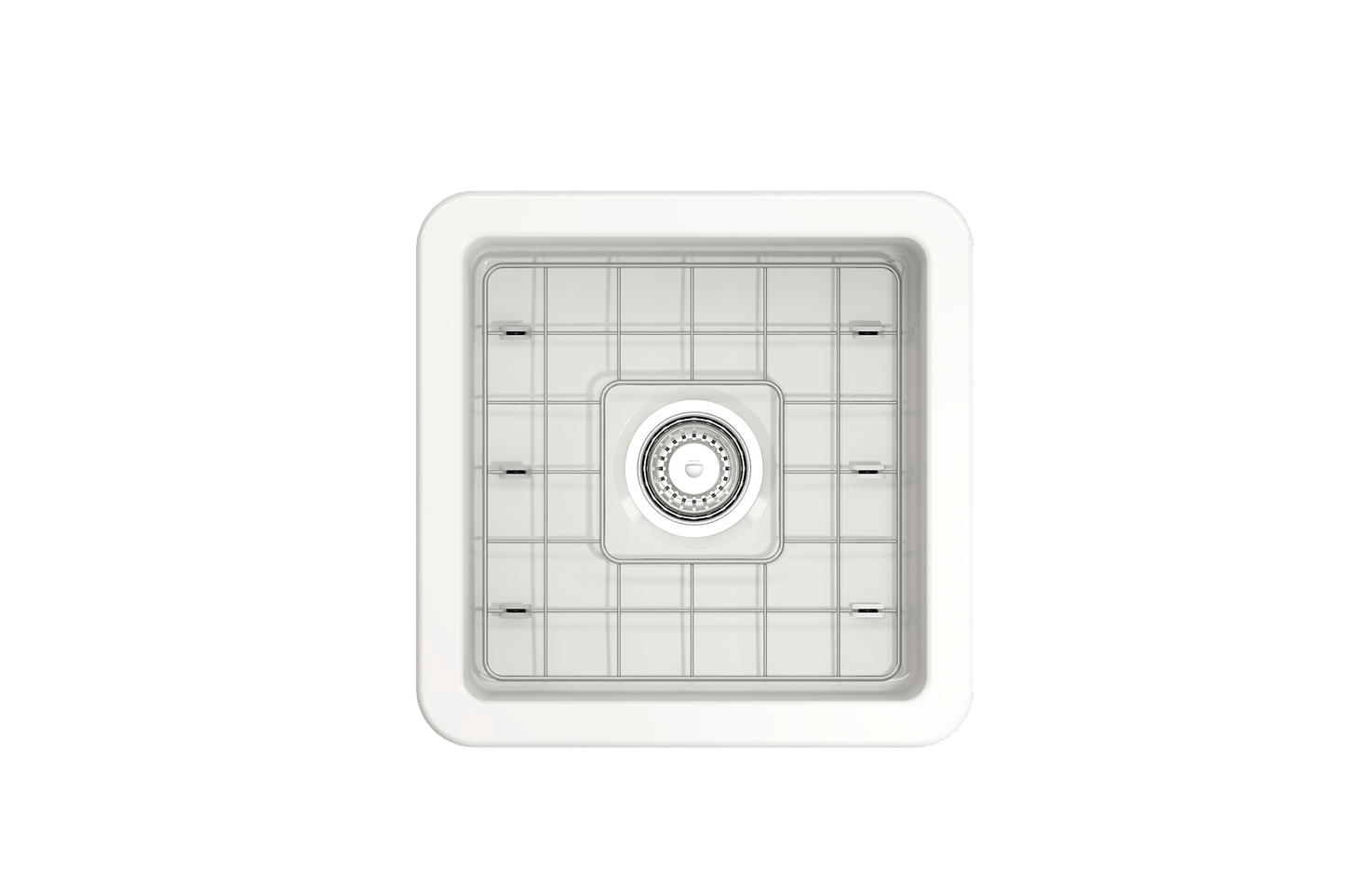 Sotto Dual-mount Fireclay 18" Single Bowl Bar Sink with Grid, Strainer in White