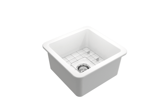 Sotto Dual-mount Fireclay 18" Single Bowl Bar Sink in Matte White