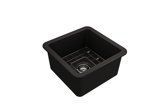 Sotto Dual-mount Fireclay 18" Single Bowl Bar Sink in Matte Black