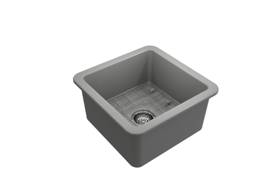 Sotto Dual-mount Fireclay 18" Single Bowl Bar Sink in Matte Gray