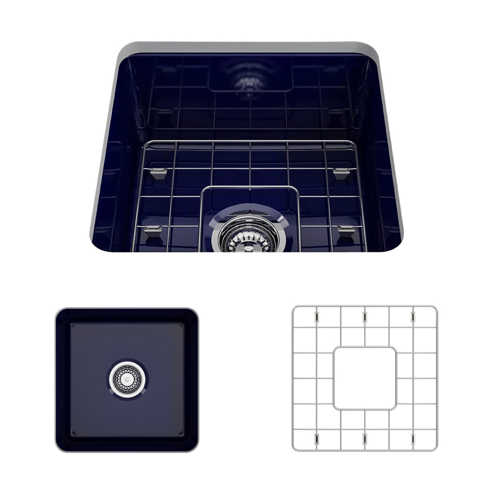 Sotto Dual-mount Fireclay 18" Single Bowl Bar Sink in Sapphire Blue