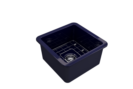 Sotto Dual-mount Fireclay 18" Single Bowl Bar Sink in Sapphire Blue
