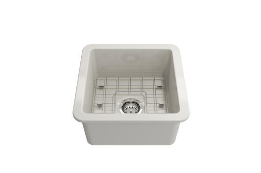 Sotto Dual-mount Fireclay 18" Single Bowl Bar Sink in Biscuit