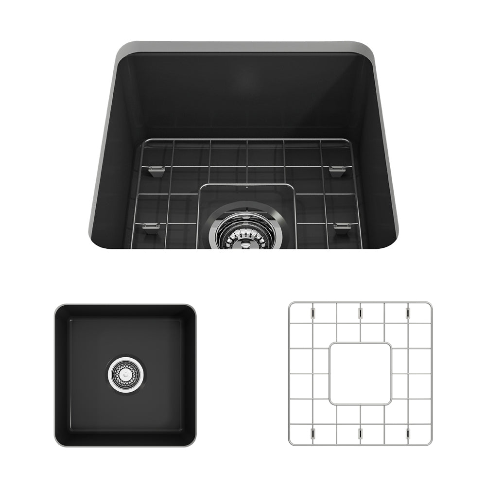 Sotto Dual-mount Fireclay 18" Single Bowl Bar Sink in Matte Dark Gray