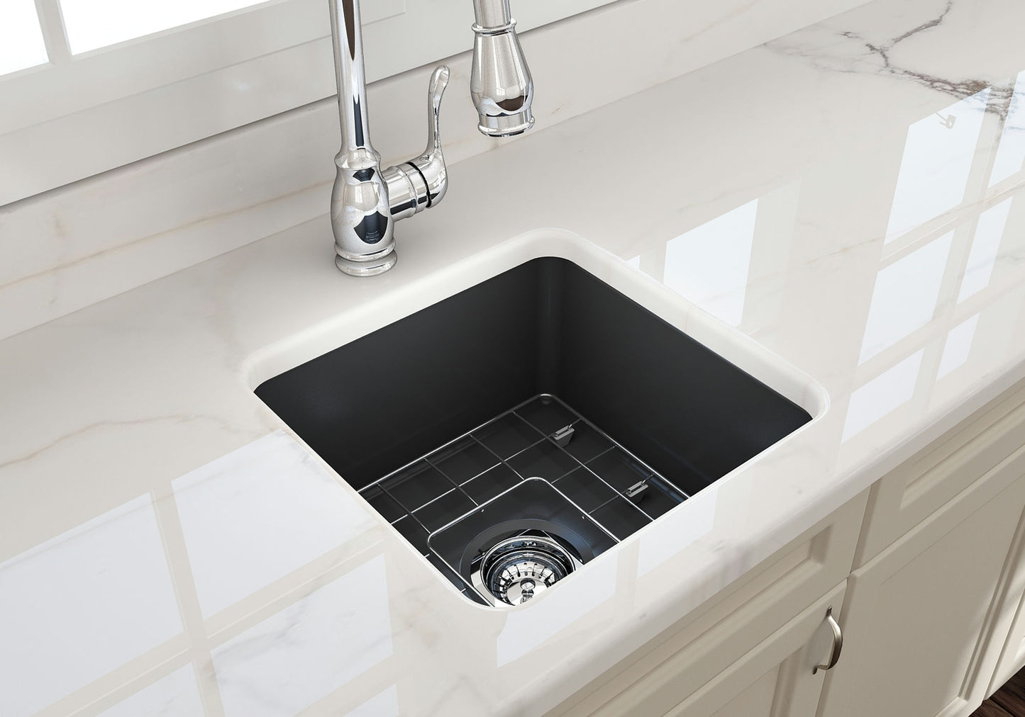 Sotto Dual-mount Fireclay 18" Single Bowl Bar Sink in Matte Dark Gray