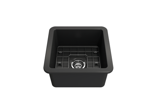 Sotto Dual-mount Fireclay 18" Single Bowl Bar Sink in Matte Dark Gray