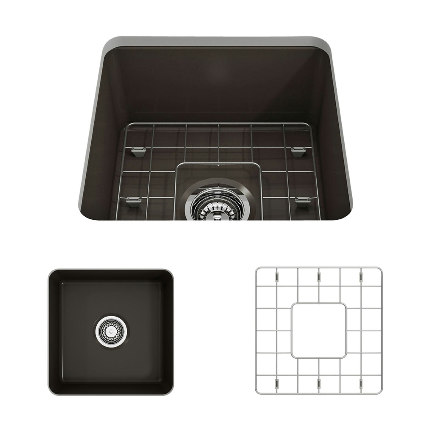 Sotto Dual-mount Fireclay 18" Single Bowl Bar Sink in Matte Brown