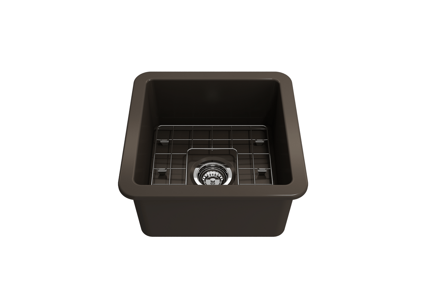 Sotto Dual-mount Fireclay 18" Single Bowl Bar Sink in Matte Brown