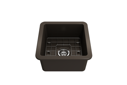 Sotto Dual-mount Fireclay 18" Single Bowl Bar Sink in Matte Brown