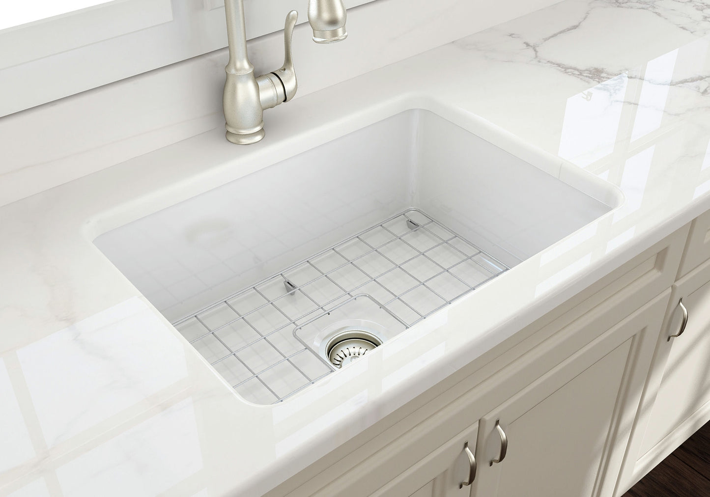 Sotto Dual-mount Fireclay 27" Single Bowl Kitchen Sink in White