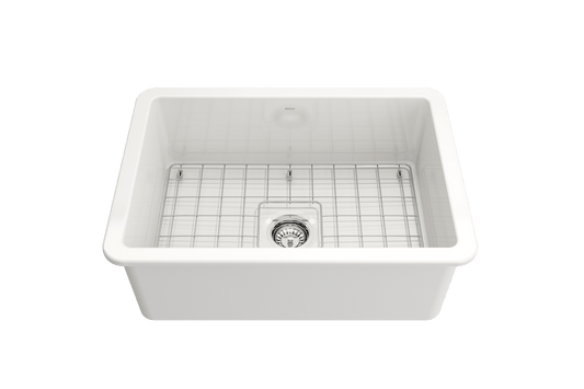 Sotto Dual-mount Fireclay 27" Single Bowl Kitchen Sink in White
