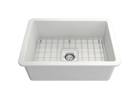 Sotto Dual-mount Fireclay 27" Single Bowl Kitchen Sink in Matte White