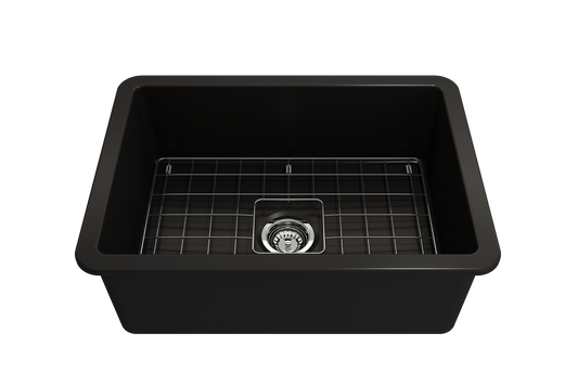 Sotto Dual-mount Fireclay 27" Single Bowl Kitchen Sink in Matte Black