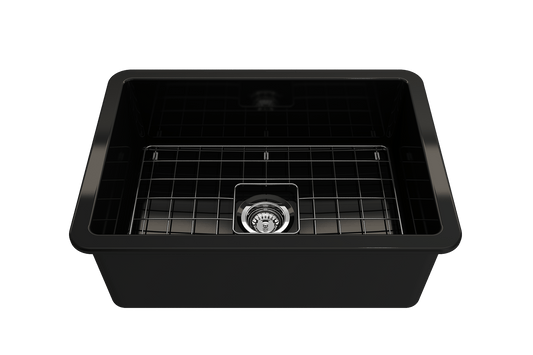 Sotto Dual-mount Fireclay 27" Single Bowl Kitchen Sink in Black