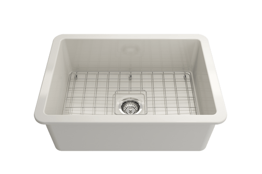Sotto Dual-mount Fireclay 27" Single Bowl Kitchen Sink in Biscuit