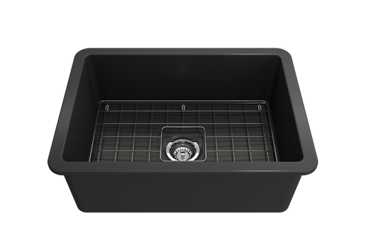 Sotto Dual-mount Fireclay 27" Single Bowl Kitchen Sink in Matte Dark Gray