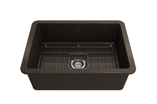 Sotto Dual-mount Fireclay 27" Single Bowl Kitchen Sink in Matte Brown