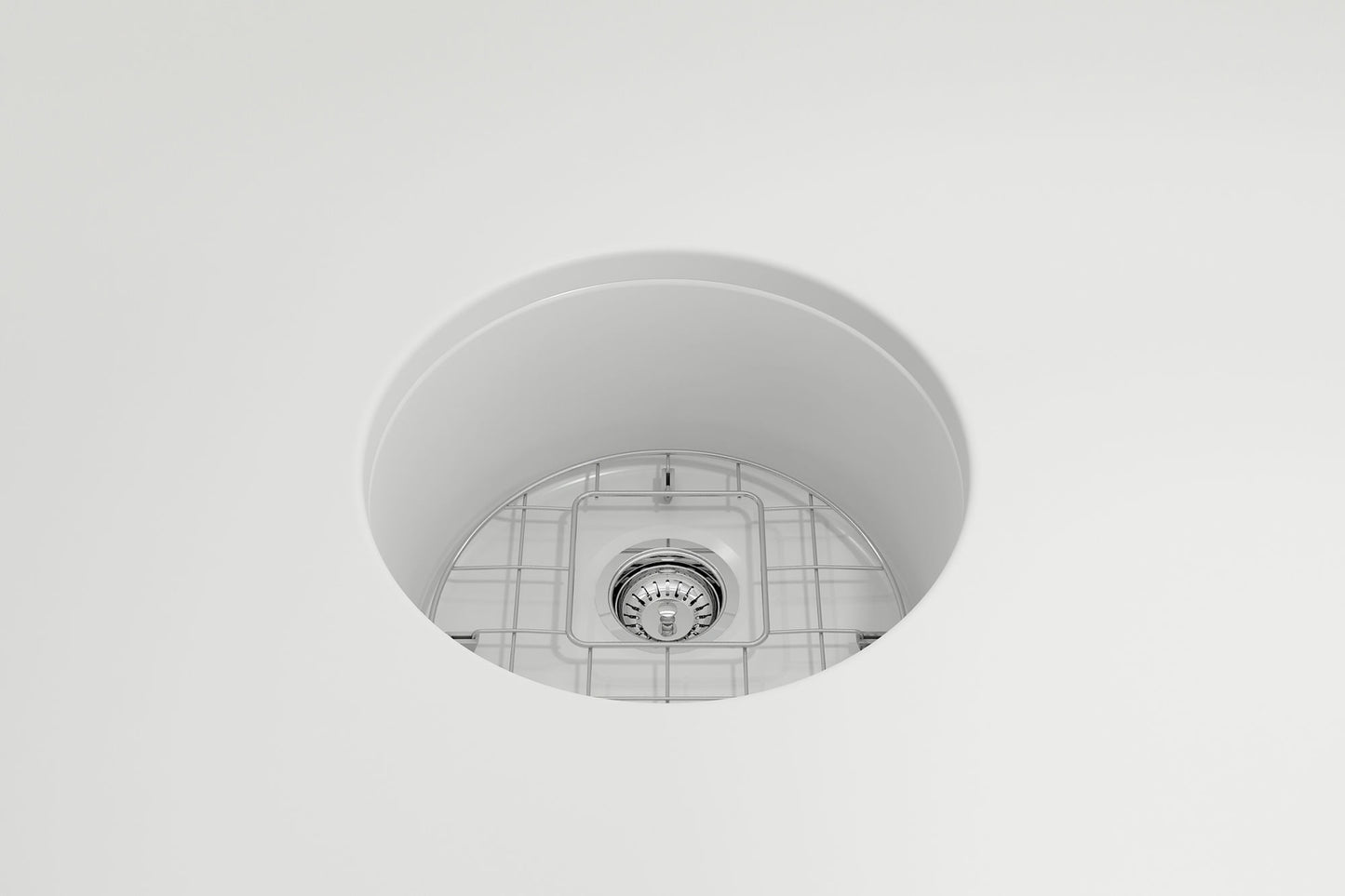 Sotto Round Dual-mount Fireclay 18.5" Single Bowl Bar Sink in Matte White