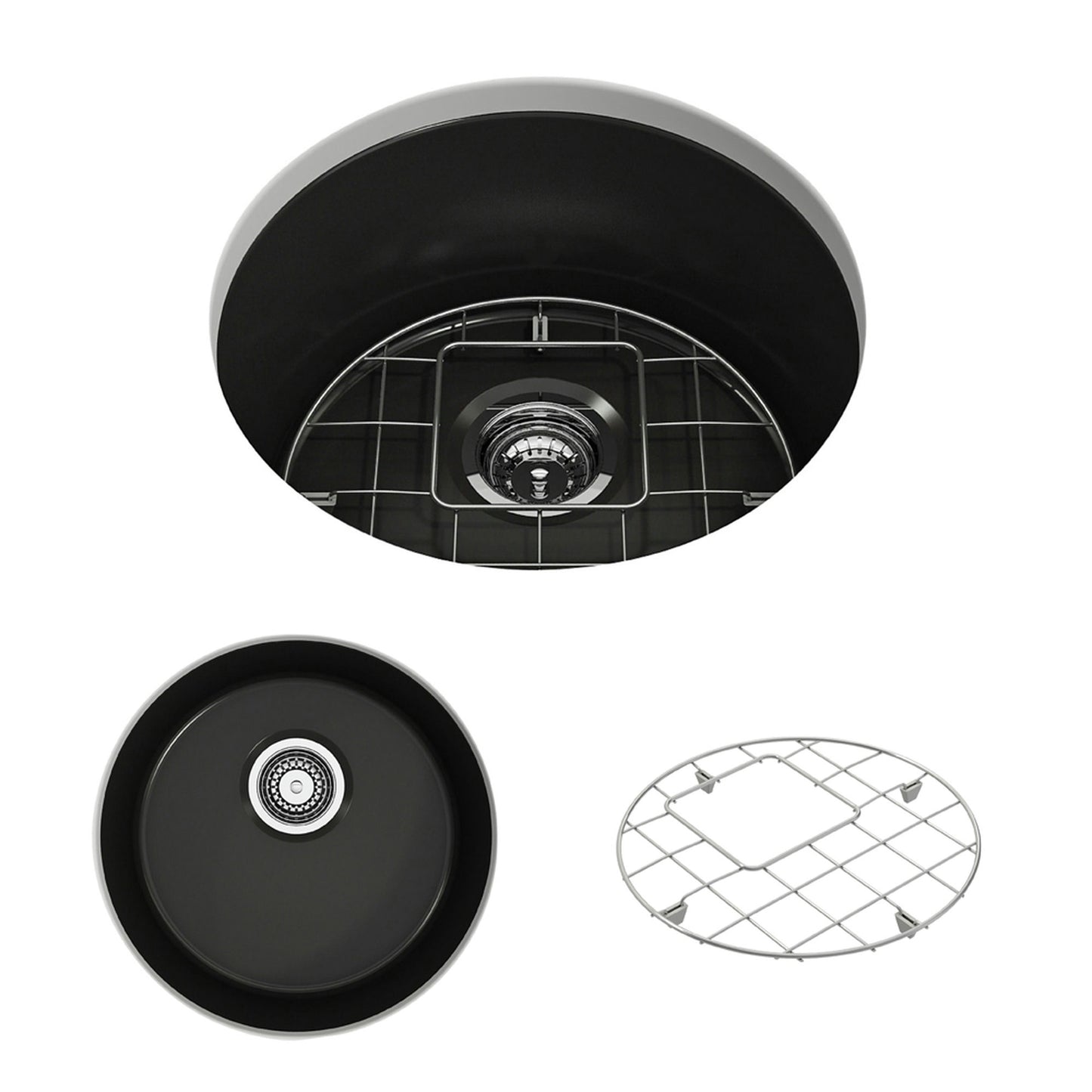 Sotto Round Dual-mount Fireclay 18.5" Single Bowl Bar Sink in Matte Black