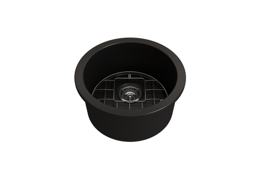 Sotto Round Dual-mount Fireclay 18.5" Single Bowl Bar Sink in Matte Black