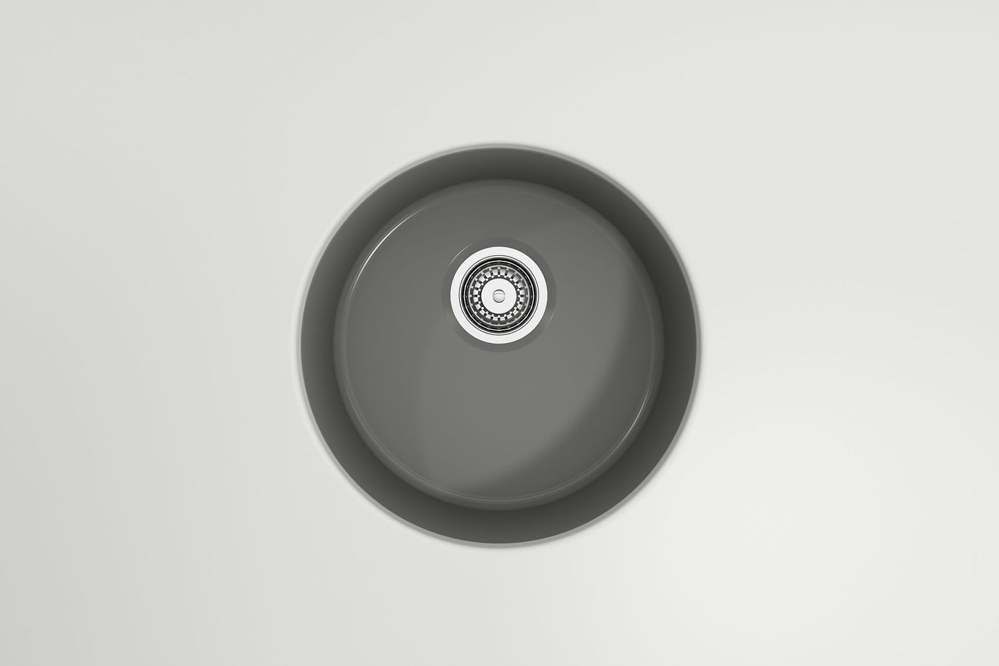 Sotto Round Dual-mount Fireclay 18.5" Single Bowl Bar Sink in Matte Gray