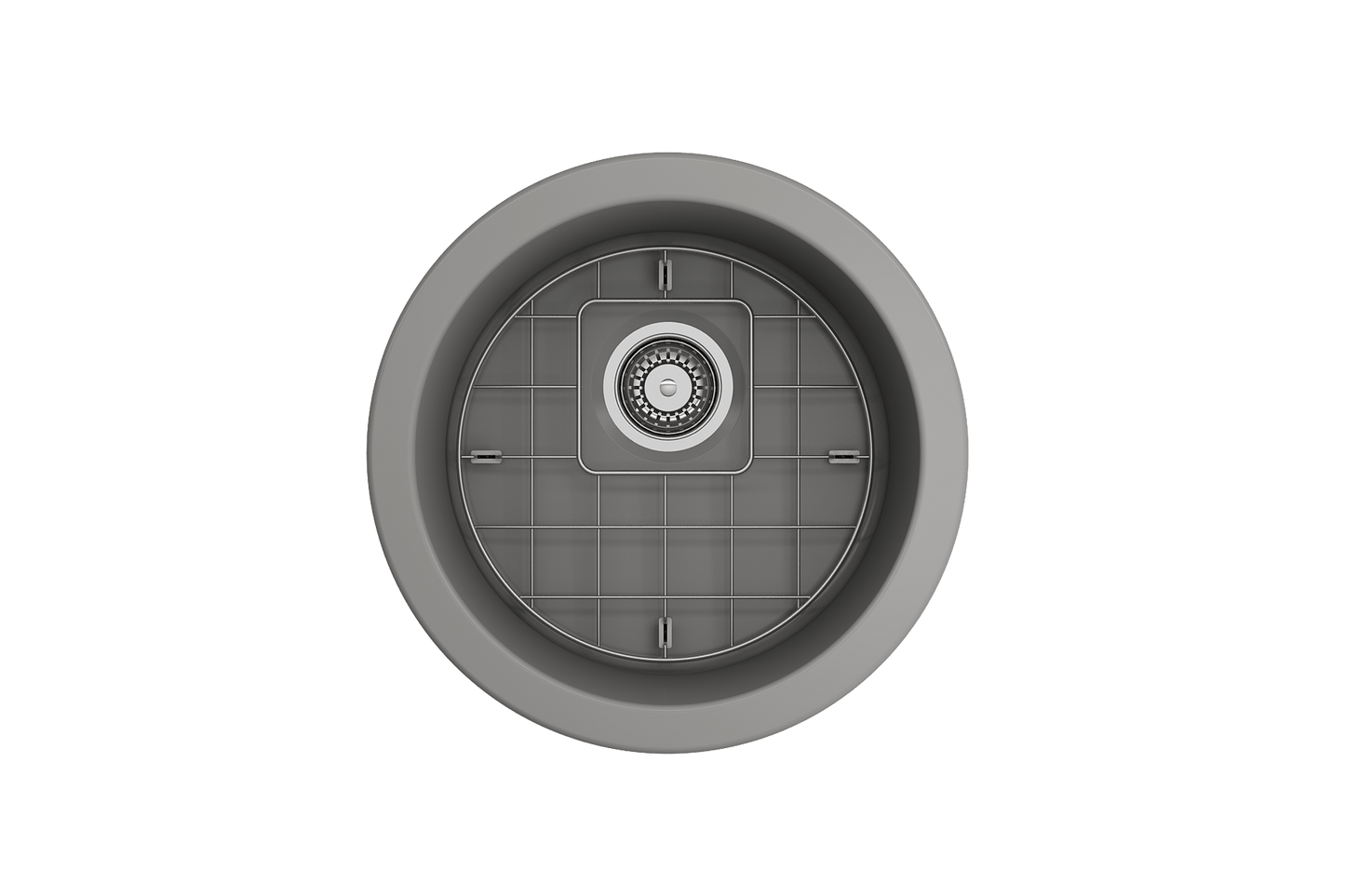 Sotto Round Dual-mount Fireclay 18.5" Single Bowl Bar Sink in Matte Gray