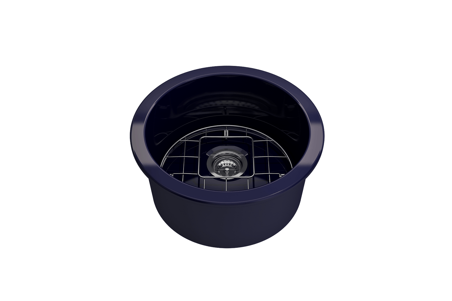 Sotto Round Dual-mount Fireclay 18.5" Single Bowl Bar Sink in Sapphire Blue