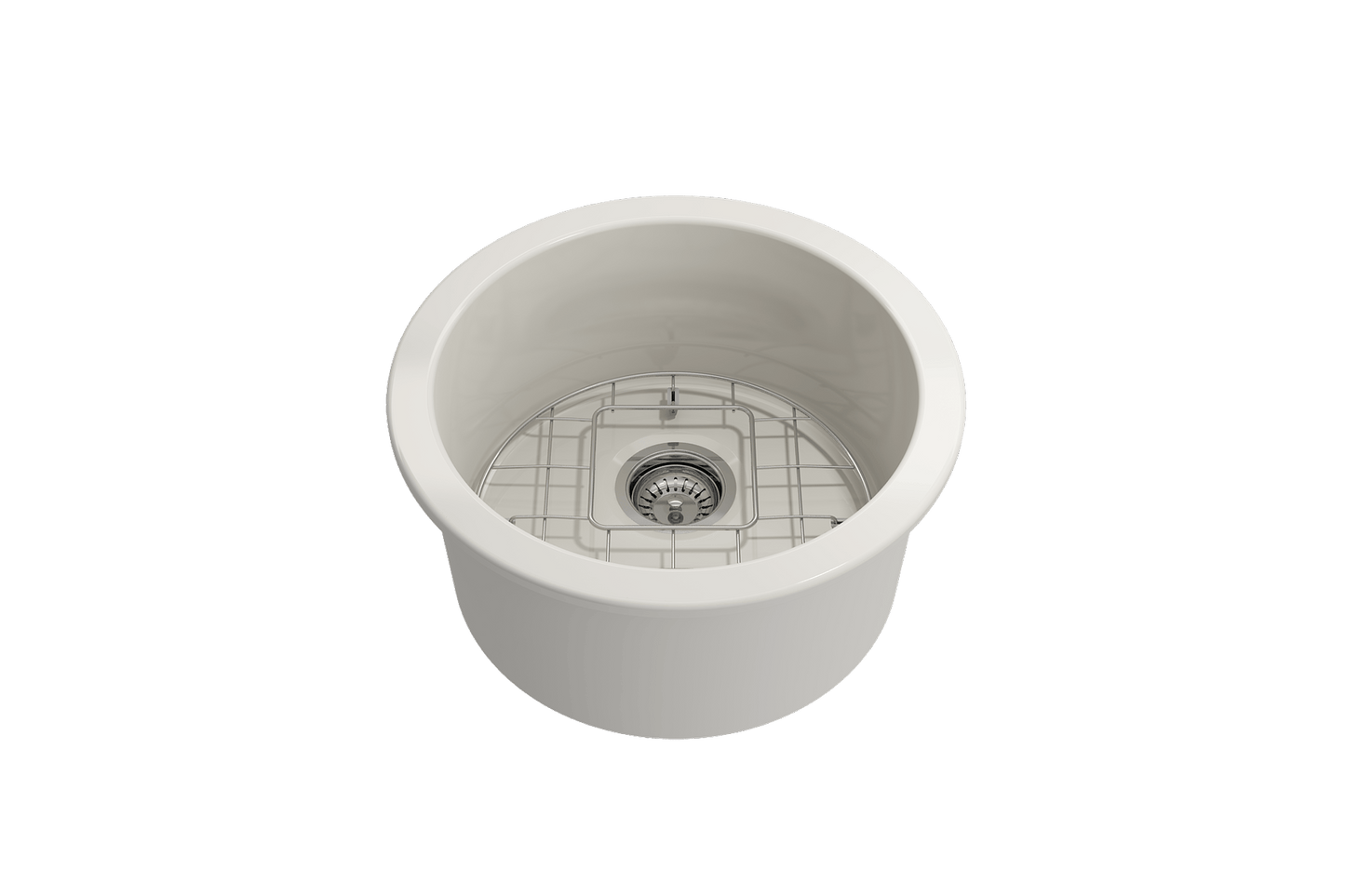 Sotto Round Dual-mount Fireclay 18.5" Single Bowl Bar Sink in Biscuit