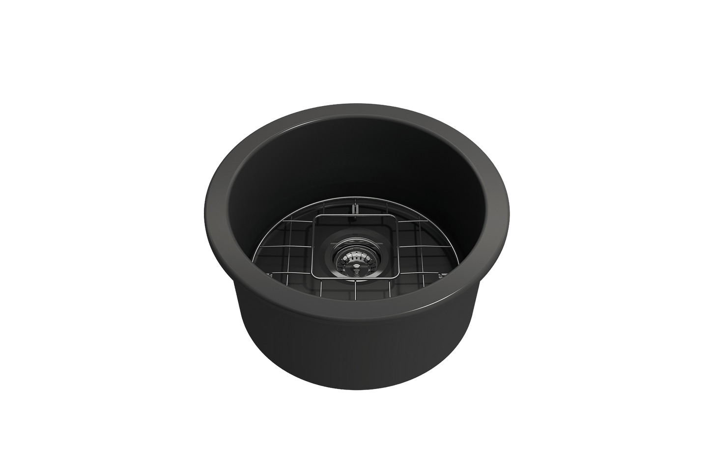 Sotto Round Dual-mount Fireclay 18.5" Single Bowl Bar Sink in Matte Dark Gray