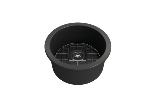 Sotto Round Dual-mount Fireclay 18.5" Single Bowl Bar Sink in Matte Dark Gray