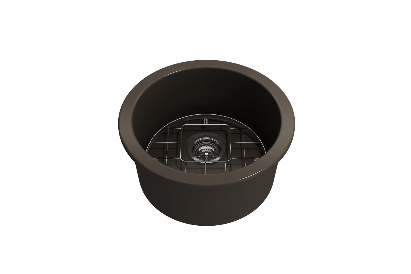 Sotto Round Dual-mount Fireclay 18.5" Single Bowl Bar Sink in Matte Brown