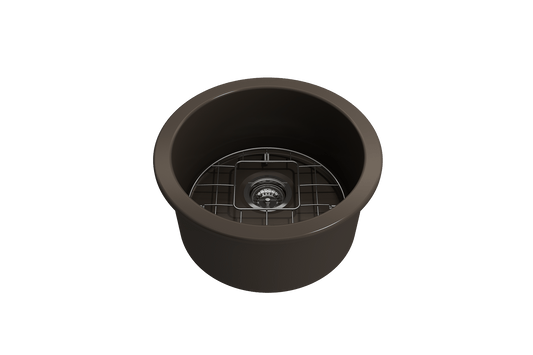 Sotto Round Dual-mount Fireclay 18.5" Single Bowl Bar Sink in Matte Brown