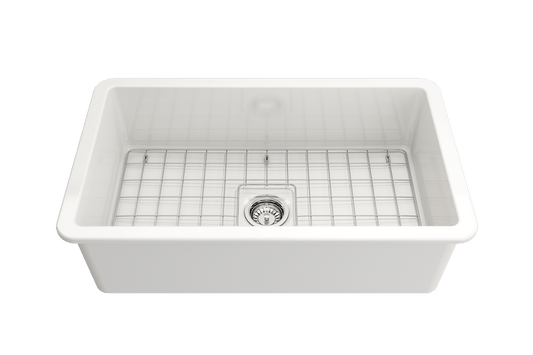 Sotto Dual-mount Fireclay 32" Single Bowl Kitchen Sink in White