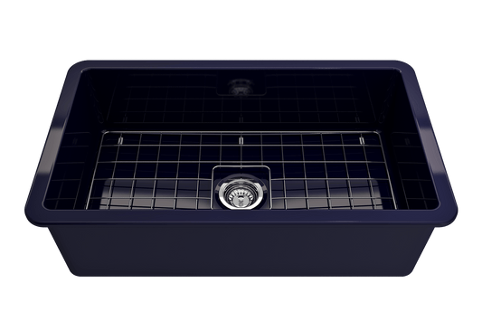 Sotto Dual-mount Fireclay 32" Single Bowl Kitchen Sink in Sapphire Blue