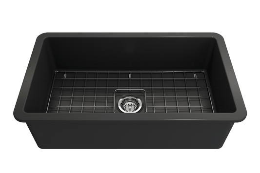Sotto Dual-mount Fireclay 32" Single Bowl Kitchen Sink in Matte Dark Gray