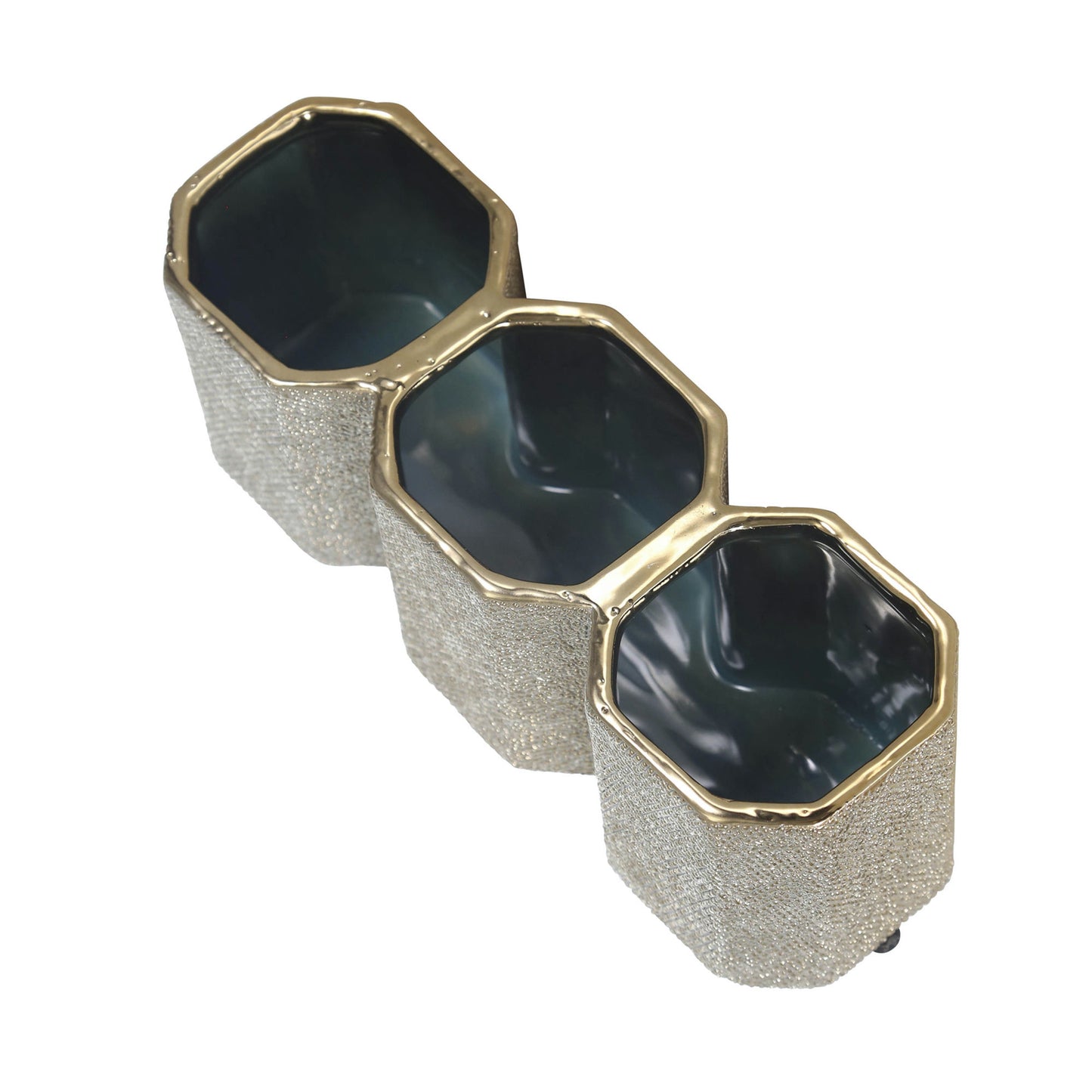 Ceramic 4" 3-cup Pencil Holder, Champagne