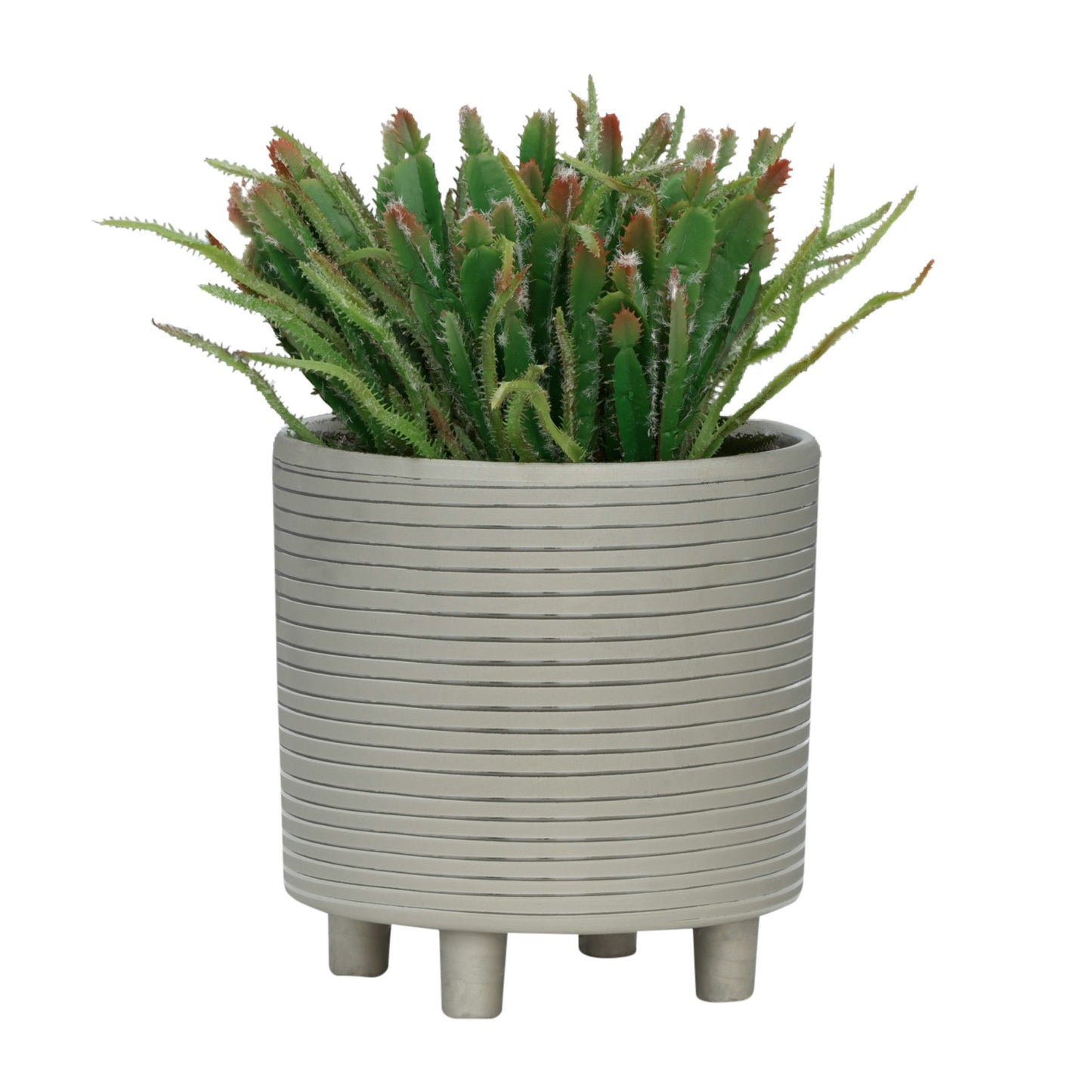 S/2 Footed Planters 9/6", Stripes, Silver