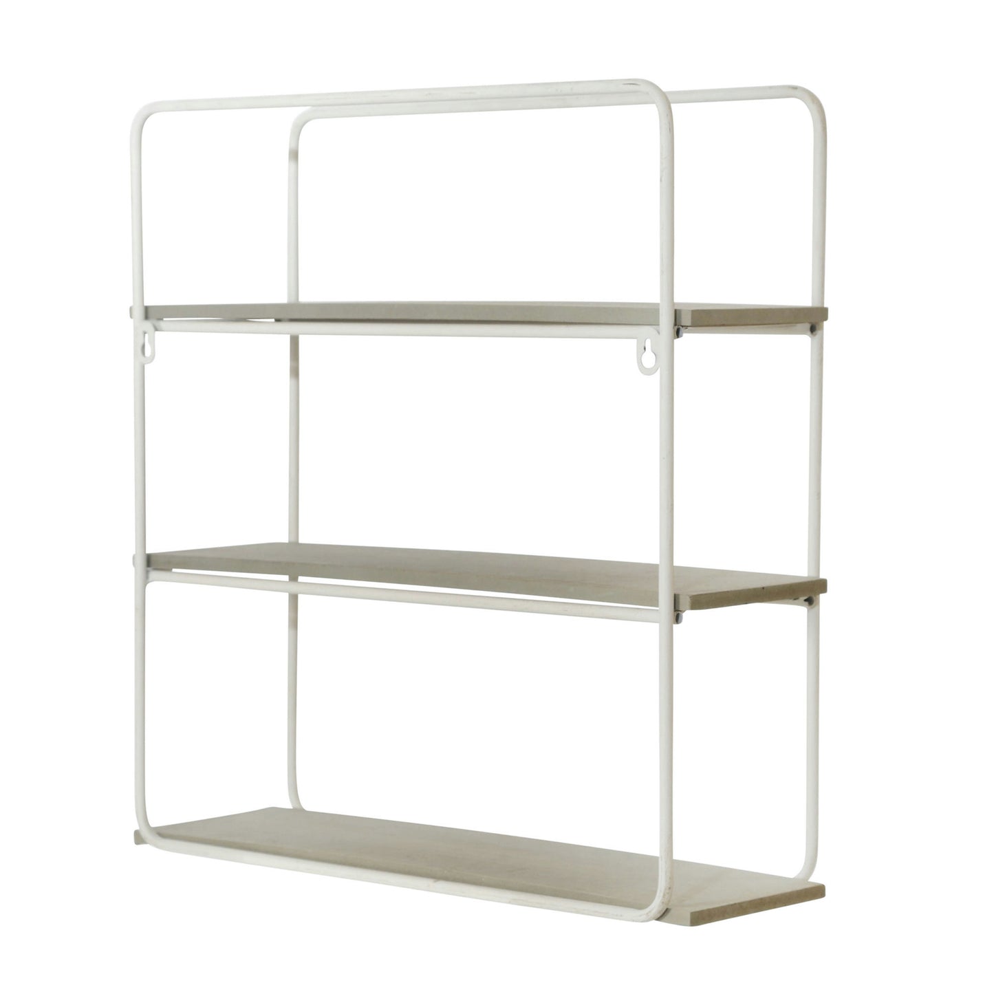 Metal/wood 3 Tier Wall Shelf, Gray/white