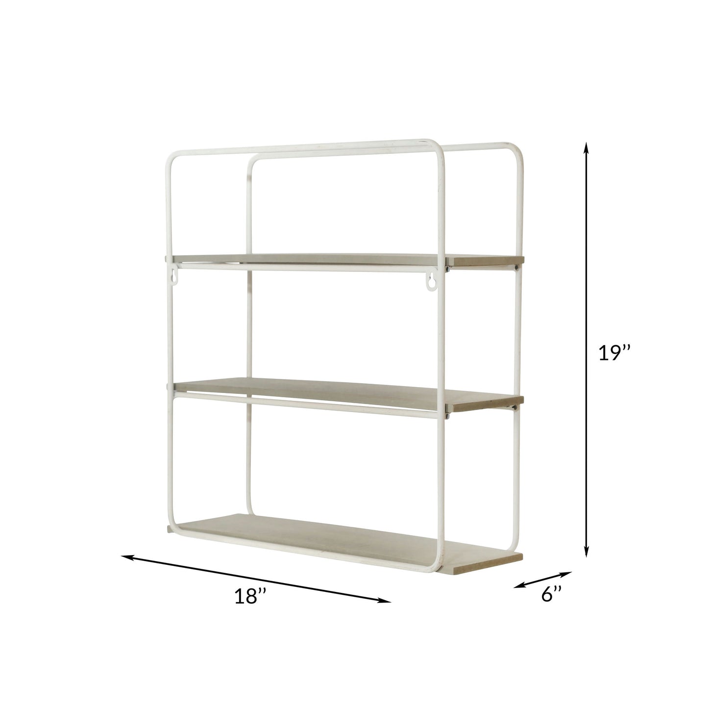 Metal/wood 3 Tier Wall Shelf, Gray/white