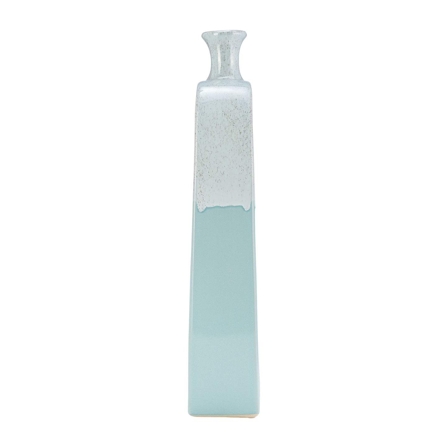 Ceramic 18" Vase W/cutout White/aqua