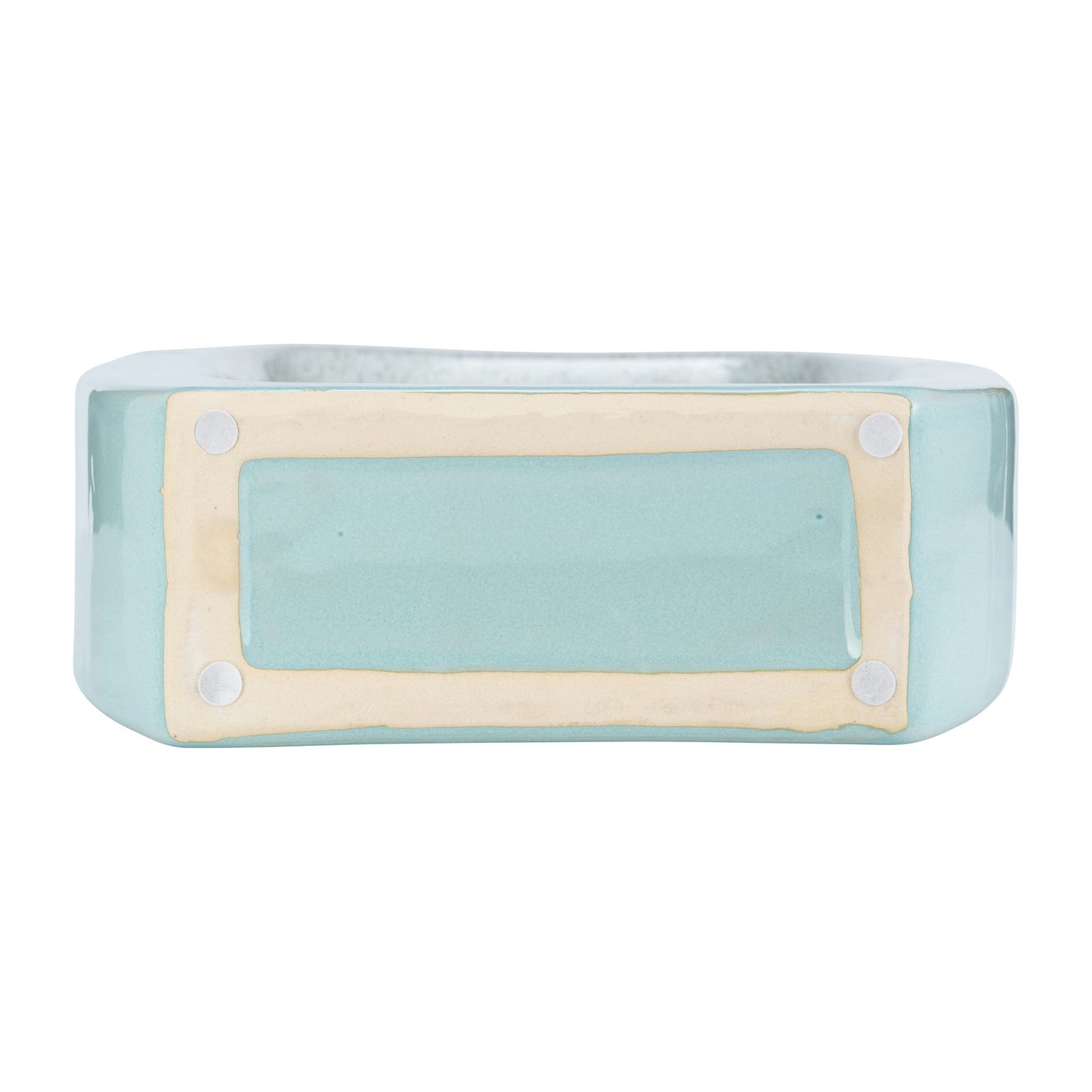 Ceramic 18" Vase W/cutout White/aqua