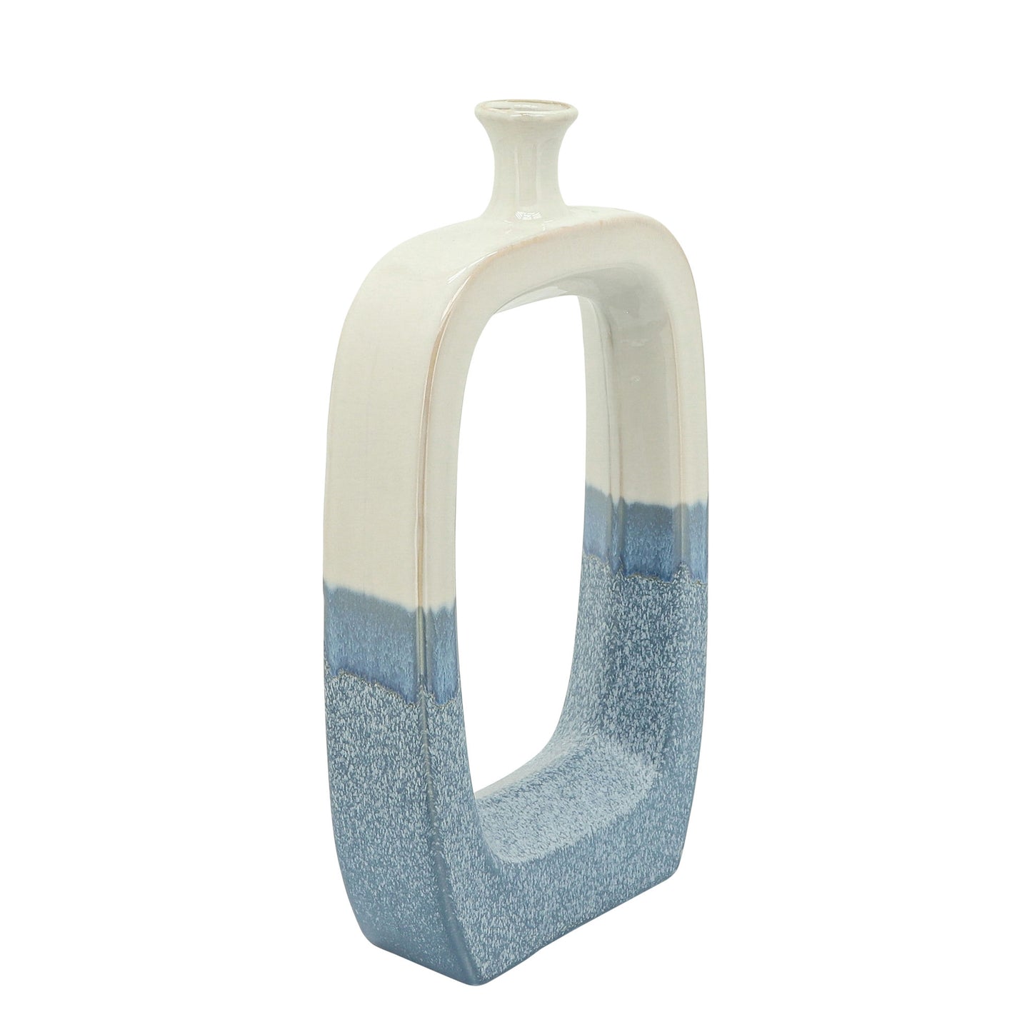 Cer, 18"h Vase W/ Cutout, Skyblue