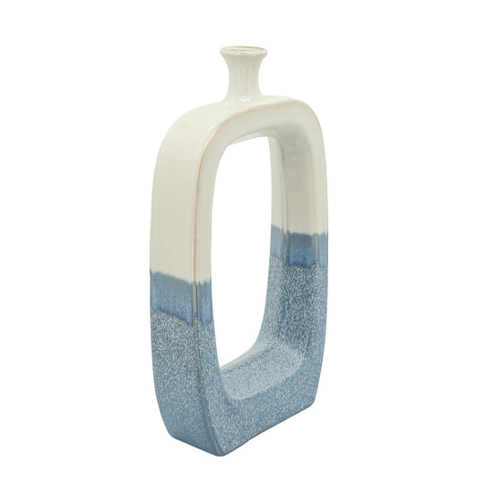 Cer, 18"h Vase W/ Cutout, Skyblue