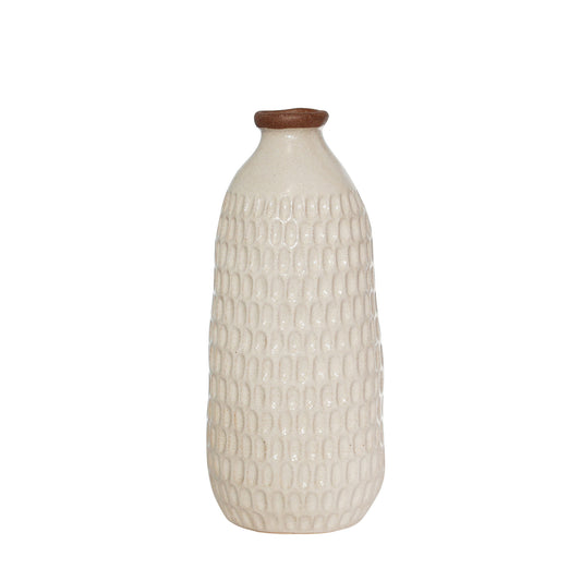 Ceramic 12" Dimpled Vase, Ivory