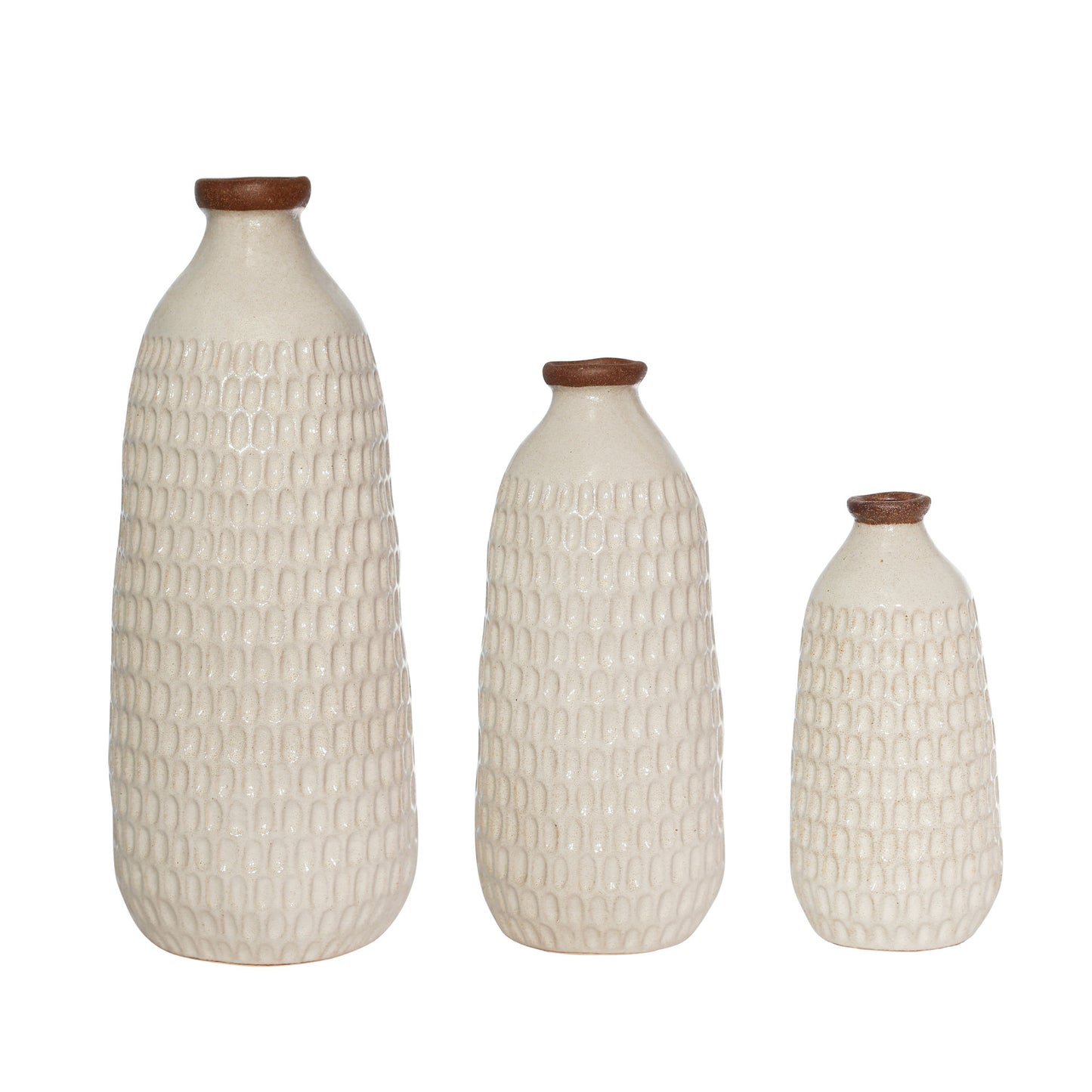 Ceramic 12" Dimpled Vase, Ivory