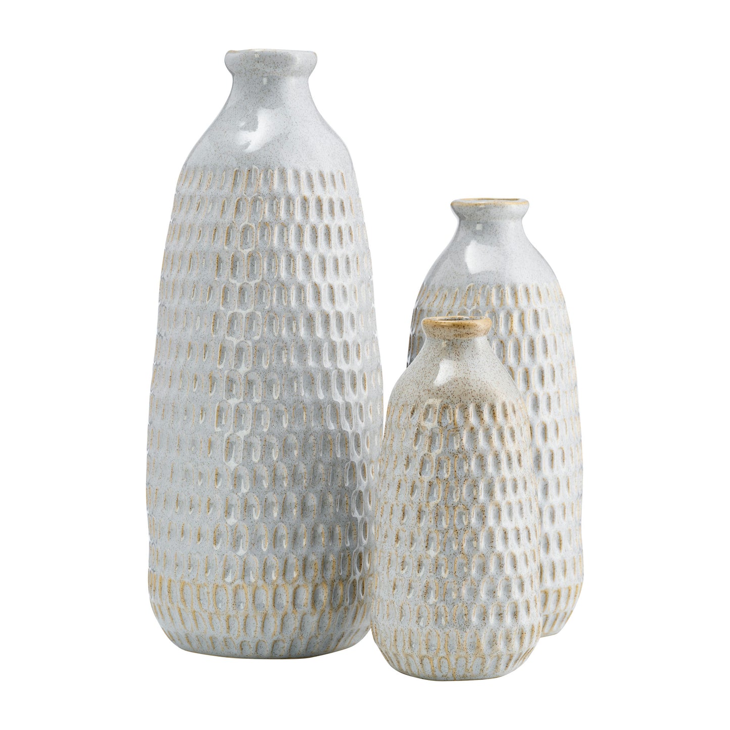 Cer, 16" Dimpled Vase, Oatmeal
