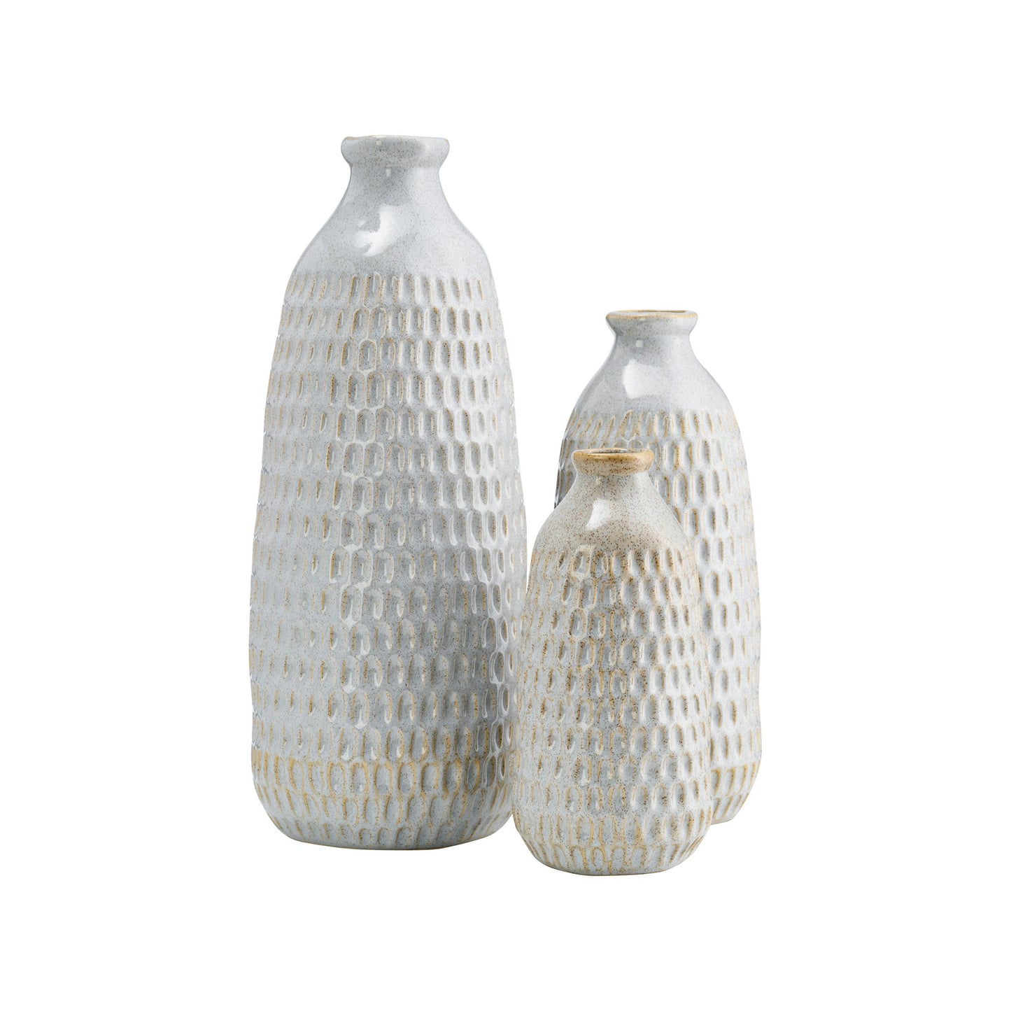 Cer, 9" Dimpled Vase, Oatmeal