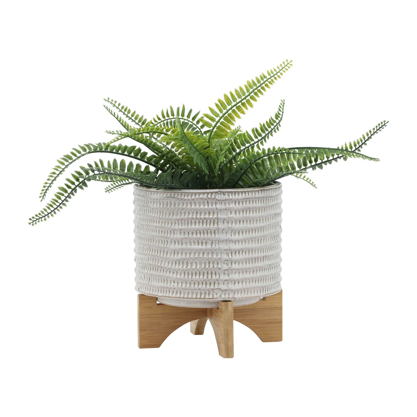Ceramic 8" Planter On Stand, Ivory