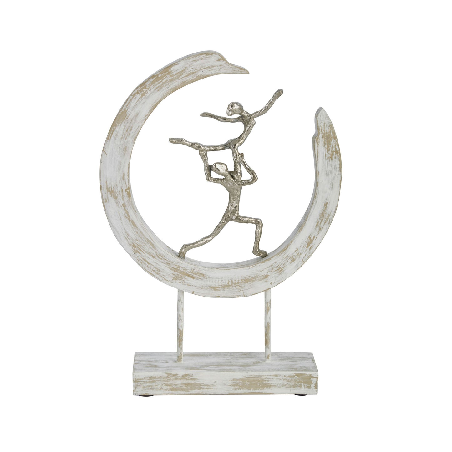 Aluminum / Mango Wood Dancingcouple In Ring, White
