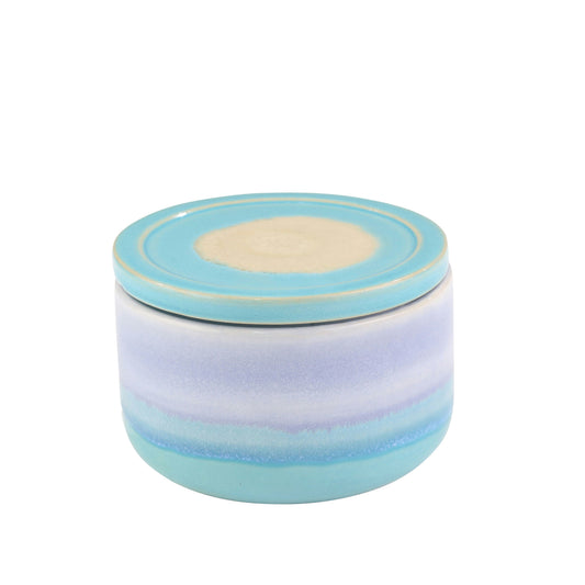 Ceramic 5" Covered Jar, Blue Mix